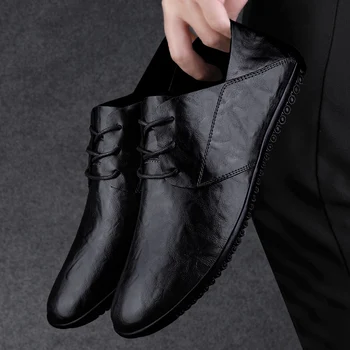 Модный дизайн, Классическая мужская обувь, Высококачественная кожаная Удобная Мужская повседневная обувь на шнуровке, Новинка 2023 года, Осенние мужские смокинги