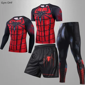 Мужская спортивная одежда, компрессионный быстросохнущий тренировочный комплект для бега трусцой, мужской спортивный костюм для бега и фитнеса, мужские леггинсы, комплекты футболок с длинными рукавами.