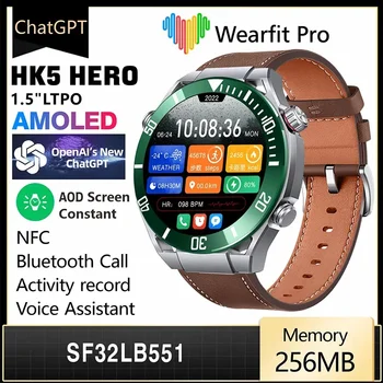 Мужские часы Hk5 с Amoled-экраном, Nfc-вызовом, GPS-трекером, мониторингом беспроводной зарядки, часами