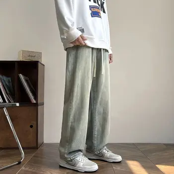 Мужские широкие брюки 2023, осенние брюки для бега трусцой, Японская уличная одежда в стиле хип-хоп, Комфортные домашние брюки на завязках C47