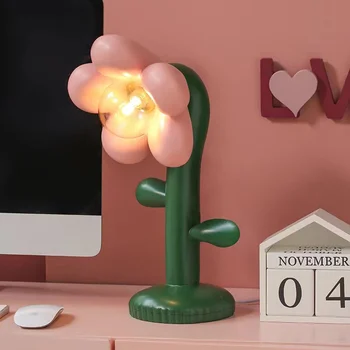 Настольная лампа в скандинавском цветочном стиле, декор прикроватной тумбочки в спальне для девочек, роскошный подарок на день рождения для подруги, защита глаз, рабочий ночник