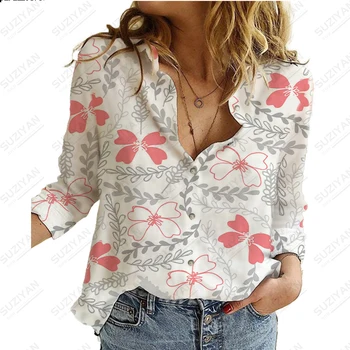 Новая горячая распродажа, модная женская рубашка с 3D-печатью и длинными рукавами, кардиган на пуговицах, свободная повседневная удобная шифоновая рубашка