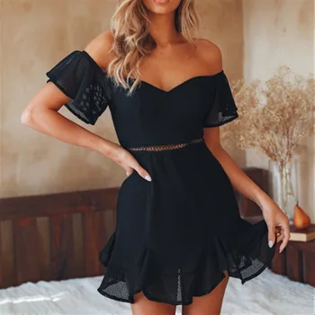 новое милое платье с короткими рукавами на лето 2023 г., черное