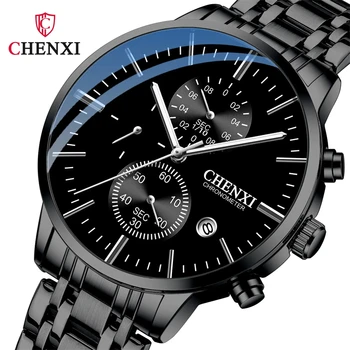 НОВОЕ поступление CHENXI 971 Модные Мужские часы Лучший бренд Класса Люкс Спортивные Водонепроницаемые Кварцевые наручные часы Хронограф Дата Мужские часы