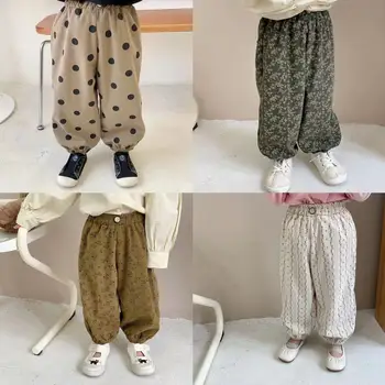 Новые повседневные укороченные брюки для мальчиков и девочек, простые модные широкие свободные брюки для малышей, тонкие вельветовые брюки, уличная одежда