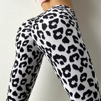 Новые штаны для йоги с леопардовым принтом в Европе и Америке, женские леггинсы с высокой талией, подтягивающие бедра, спортивные повседневные дышащие брюки для фитнеса