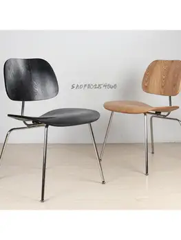 Обеденный стул из нержавеющей стали Nordic creative designer со спинкой из массива дерева домашний обеденный стол и стул light luxury DCM изогнутый
