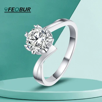 Обручальное кольцо с бриллиантом Муассанит 0,5-2 карата, простые модные кольца из серебра 925 пробы со скрученной рукой Snowflower для женщин