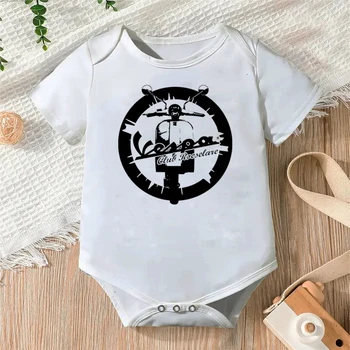 Одежда для новорожденных, одежда для мальчиков и девочек с принтом мотоцикла, одежда для мальчиков и девочек в стиле Харадзюку, хлопковый комбинезон для младенцев, детское боди