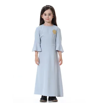 Платье для девочек Детский Кафтан Турция Абая Дубай Мусульманский Хиджаб Халат Moslima Elbise Турецкая Исламская Одежда