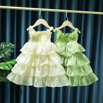 Платье принцессы для девочек от 2 до 13 лет, модное платье без рукавов для маленьких девочек, детская праздничная одежда с бантом для девочек