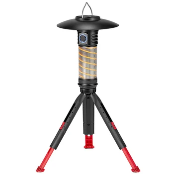 Портативный походный фонарь 3 в 1 со штативом, аварийная лампа, зарядка типа C, ретро походный фонарь, водонепроницаемый для рыбалки, прогулок.