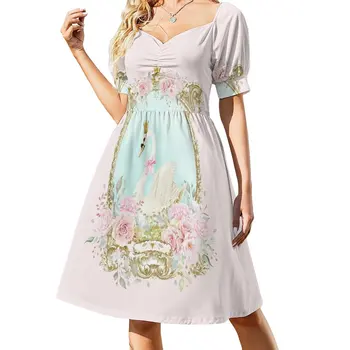 Потертый белый лебедь, романтичное платье с розовыми цветами, платья летнее платье для женщин, платья в корейском стиле