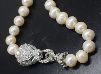 пресноводный жемчуг белый почти круглый 11-12 мм леопардовый крючок ожерелье 18 дюймов оптовая продажа бусин природа