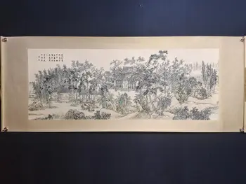 Произведение искусства Старой тибетской каллиграфии и живописи ручной работы Чэнь Шаомэя, изображающее Соломенный коттедж Сонгцюань.