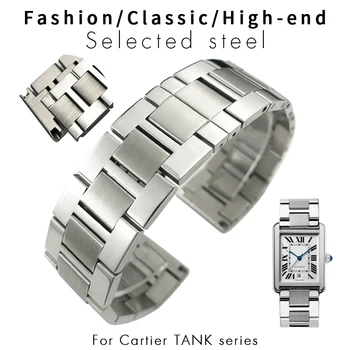 Прочный ремешок для часов Cartier Tank London Solo Claire Men из высококачественной стали 20 мм
