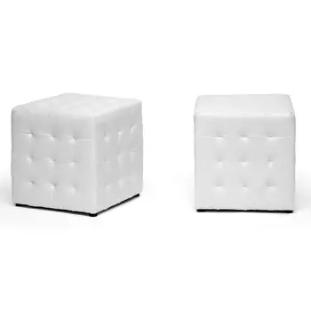 Пуфик Baxton Studio Siskal White Modern Cube (комплект из 2-х)