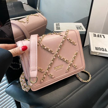 Роскошная женская сумка через плечо с металлической цепочкой, дизайнерская маленькая квадратная сумка, изысканная женская сумка для покупок, универсальные сумки через плечо
