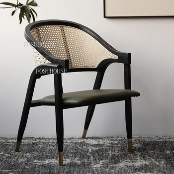 Ротанговый Европейский Дизайнерский обеденный стул Скандинавская спинка для отдыха Стулья для гостиной Мебель для дома Креативное Ленивое кресло Балкон