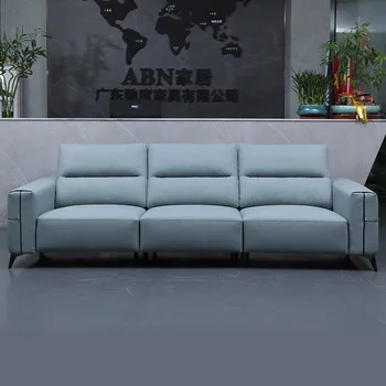 Сборные дома Современная мебель 3-местный Сине-черный цвет Экокожи Диван для гостиной Комплект диванов для продажи