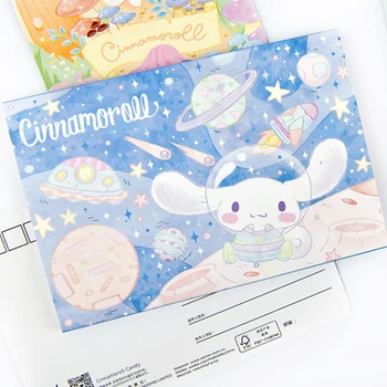Симпатичная открытка Kawaii Sanrios Cinnamoroll из 8 предметов в виде иллюстрации Sanrio, креативная открытка на день рождения, симпатичная студентка