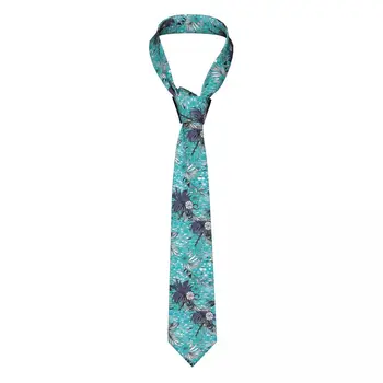Синие Гавайские галстуки с цветочным рисунком Для мужчин И женщин, модные галстуки с узким вырезом из полиэстера 8 см для мужских костюмов, аксессуары для вечеринок, галстуки