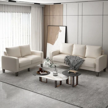 Современная мебель для гостиной Диван из бежевой ткани 2 + 3 Легко монтируется, мягкий и удобный для внутренней мебели для гостиной