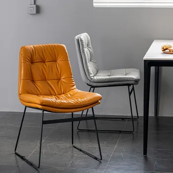 Современные обеденные стулья, офисные дизайнерские кожаные стулья для гостиной в деревенском стиле, Желтая мебель для дома Muebles De Cocina с мягкой обивкой