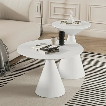 Современный журнальный столик в скандинавском стиле, круглый, белый, простой, для угощения телефоном, прихожая, чайный столик, Центральная площадь, Вспомогательная мебель для балкона