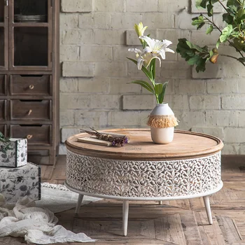 Современный круглый журнальный столик из массива дерева, низкий столик в стиле ретро, мебель для дома, Современный минималистичный Дизайнерский диван для гостиной, приставной столик