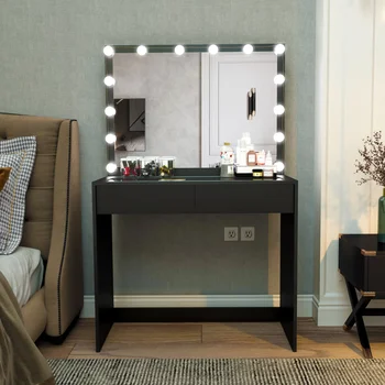Современный туалетный столик, окрашенный в черный цвет, светильники, современная простота, изысканный вид Небольшого шкафа для хранения, встроенного столика для макияжа