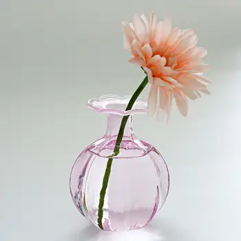 Стеклянная ваза для бутонов, Ваза, Стеклянная бутылка, Розовая стеклянная ваза для цветов, Мини-ваза для бутонов для настольного декора, Спальни, мероприятий
