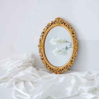 Стоящий туалетный столик, круглый столик, настенное зеркало для макияжа, Роскошное Винтажное Золотое Салонное зеркало для домашнего декора Espejos Bohemian Decor