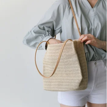 Сумка из травяной ткани, сумка через плечо в повседневном стиле, новая летняя сумка-мешок, портативная сумка для женщин
