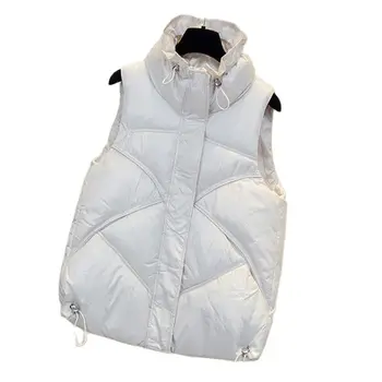 Теплый женский короткий жилет, пальто, осень-зима, сохраняющий тепло, повседневная женская куртка без рукавов, однотонный жилет для женщин