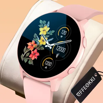Тонкие умные часы EFFEOKKI, женские круглые водонепроницаемые спортивные цифровые часы для измерения артериального давления, многофункциональные роскошные женские часы