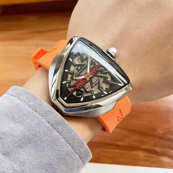 Уникальные спортивные мужские механические часы с автоматическим управлением в форме треугольного сердца