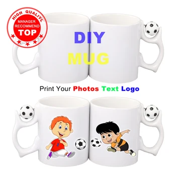 Футбольная кружка с фотографией, кофейные кружки из керамики, сделанные своими руками, печать вашего логотипа, Персонализированная Кухонная посуда для напитков, Уникальный подарок