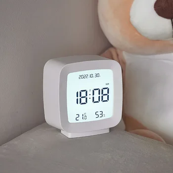 Цифровым будильником в стиле INS С подсветкой Календарь Рабочий стол для офиса Настольные часы Измеритель температуры влажности ЖК-дисплей для дома