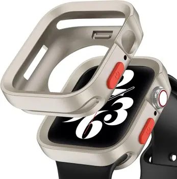 Чехол для Apple Watch серии 8 7 6 5 4 SE TPU чехол из гальванического металла матового цвета наполовину бампер для iWatch стильный протектор 45 мм