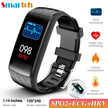 ЭКГ Фитнес-Трекер Smartwatch Частота Сердечных Сокращений Артериальное Давление HRV Монитор SpO2 Smart Band Спортивные Смарт-Часы Для Мужчин Женщин Для IOS Android