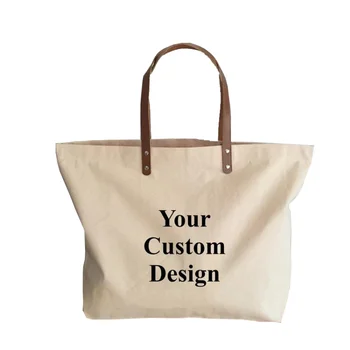 Экологичная многоразовая хлопчатобумажная холщовая сумка для покупок с ручками из переработанного тотализатора нестандартного размера с логотипом