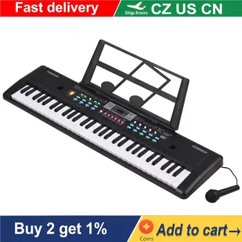 Электрическое пианино с 61 клавишей USB для детей с микрофоном, цифровым светодиодным дисплеем, встроенными двойными стереодинамиками, Подарочный клавишный инструмент для детей